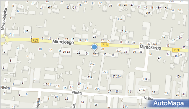 Tomaszów Mazowiecki, Mireckiego, 26, mapa Tomaszów Mazowiecki