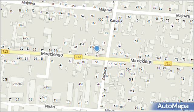 Tomaszów Mazowiecki, Mireckiego, 51, mapa Tomaszów Mazowiecki