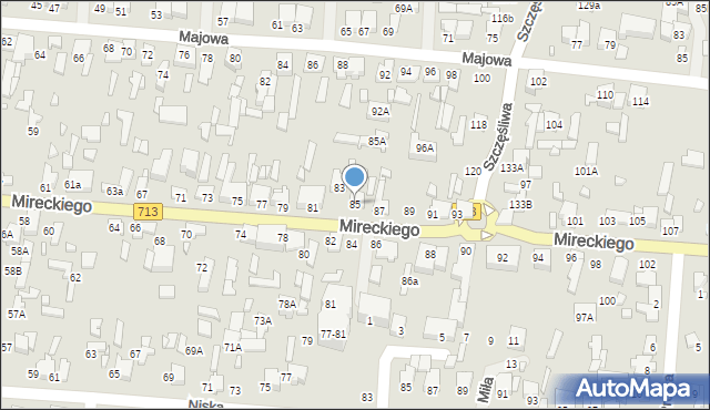 Tomaszów Mazowiecki, Mireckiego, 85, mapa Tomaszów Mazowiecki