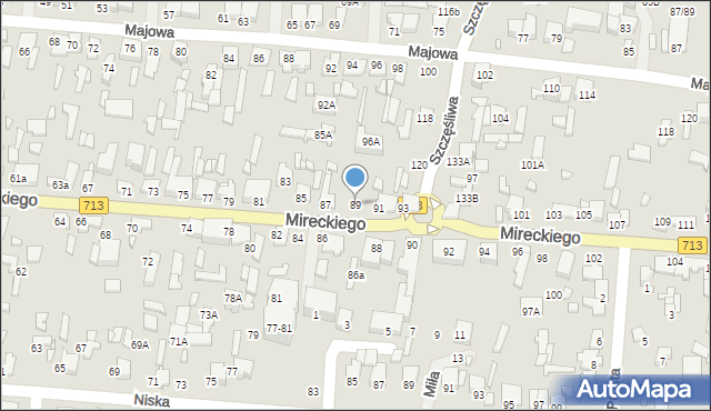 Tomaszów Mazowiecki, Mireckiego, 89, mapa Tomaszów Mazowiecki