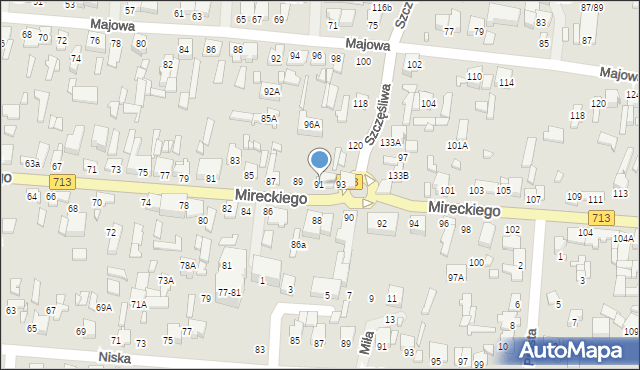 Tomaszów Mazowiecki, Mireckiego, 91, mapa Tomaszów Mazowiecki