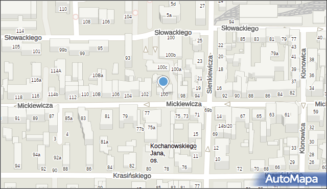 Toruń, Mickiewicza Adama, 100, mapa Torunia