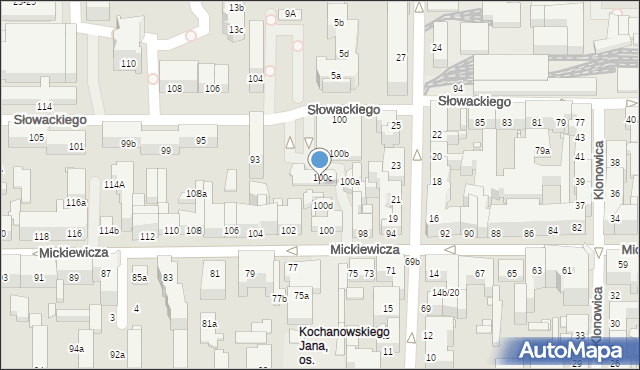 Toruń, Mickiewicza Adama, 100c/2, mapa Torunia