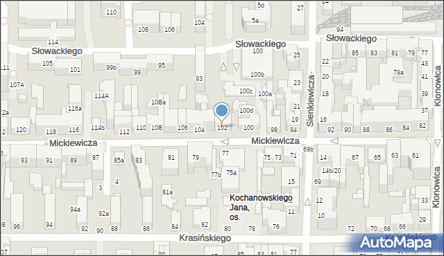 Toruń, Mickiewicza Adama, 102, mapa Torunia