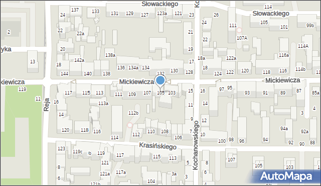 Toruń, Mickiewicza Adama, 105, mapa Torunia