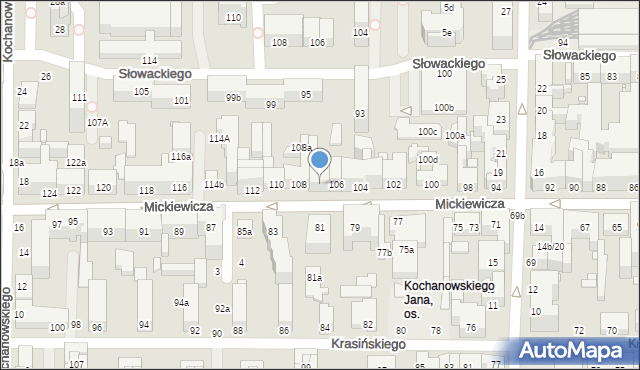 Toruń, Mickiewicza Adama, 106a, mapa Torunia