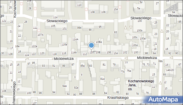 Toruń, Mickiewicza Adama, 110, mapa Torunia