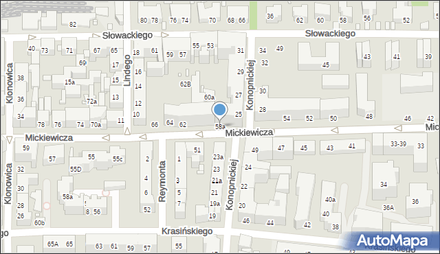 Toruń, Mickiewicza Adama, 58a, mapa Torunia