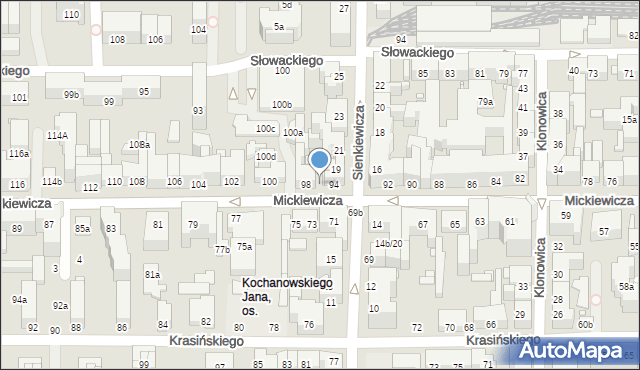 Toruń, Mickiewicza Adama, 96, mapa Torunia