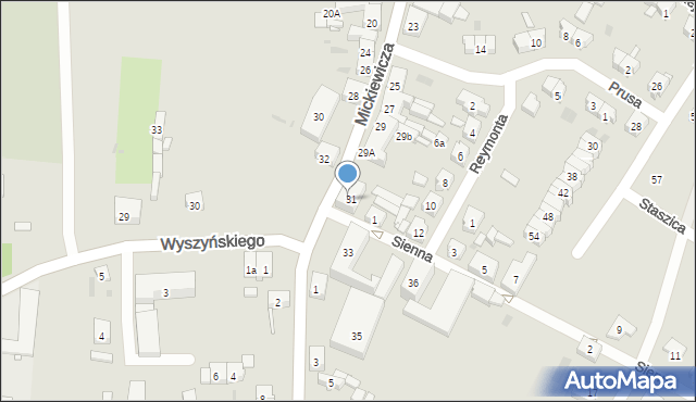 Trzemeszno, Mickiewicza Adama, 31A, mapa Trzemeszno