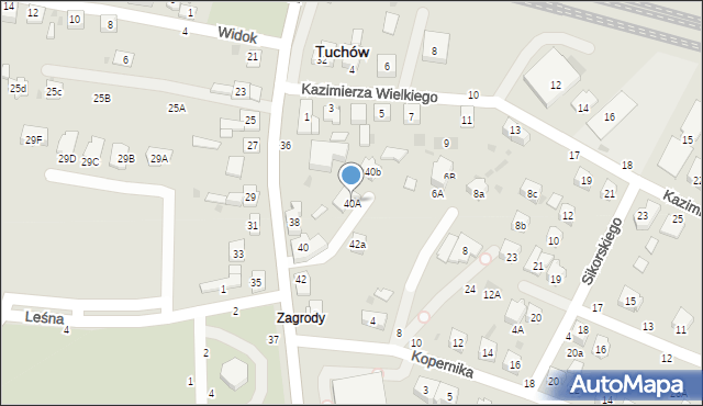 Tuchów, Mickiewicza Adama, 40A, mapa Tuchów