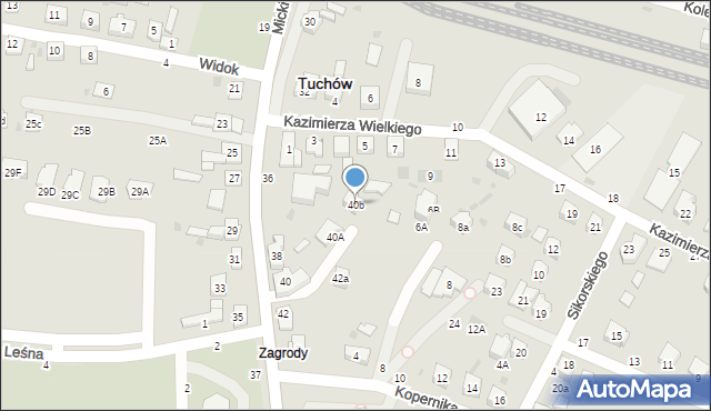 Tuchów, Mickiewicza Adama, 40b, mapa Tuchów