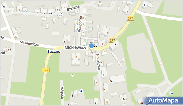 Tuczno, Mickiewicza Adama, 12, mapa Tuczno