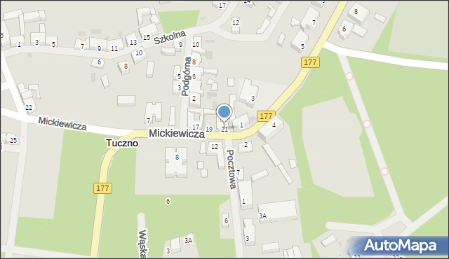 Tuczno, Mickiewicza Adama, 21, mapa Tuczno