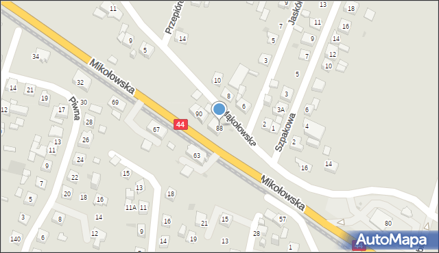 Tychy, Mikołowska, 88, mapa Tychów