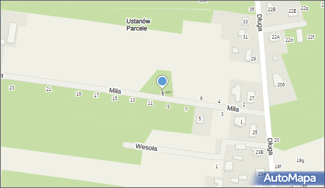 Ustanów, Miła, 8, mapa Ustanów