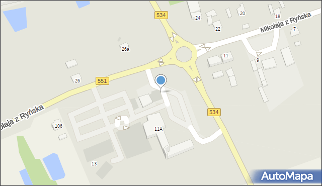 Wąbrzeźno, Mikołaja z Ryńska, 11A, mapa Wąbrzeźno