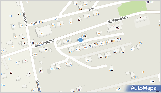 Wadowice, Mickiewicza Adama, 61b, mapa Wadowice