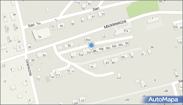 Wadowice, Mickiewicza Adama, 64c, mapa Wadowice