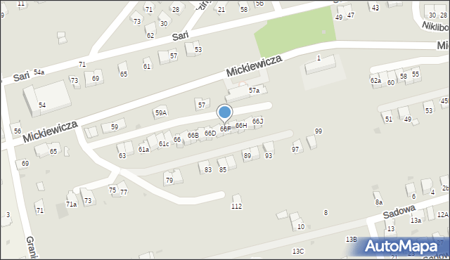 Wadowice, Mickiewicza Adama, 66F, mapa Wadowice