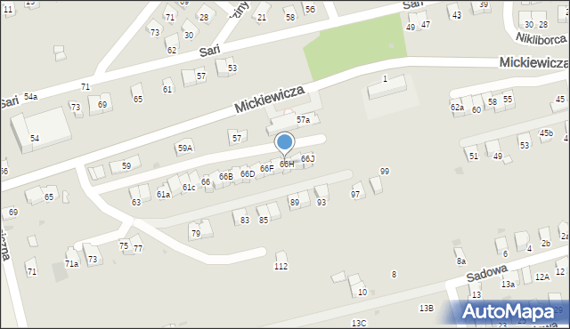 Wadowice, Mickiewicza Adama, 66H, mapa Wadowice