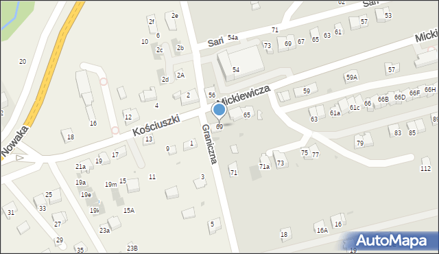 Wadowice, Mickiewicza Adama, 69, mapa Wadowice