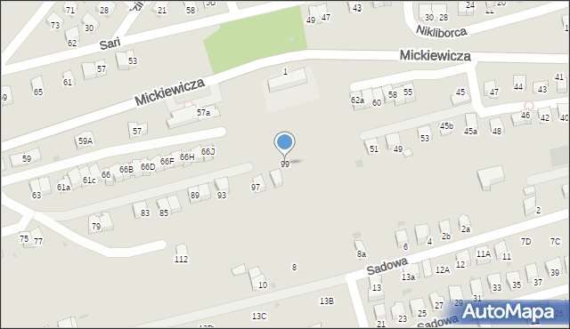 Wadowice, Mickiewicza Adama, 99, mapa Wadowice