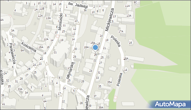 Wałbrzych, Mickiewicza Adama, 20, mapa Wałbrzycha