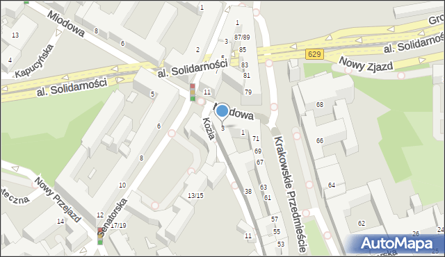 Warszawa, Miodowa, 3, mapa Warszawy