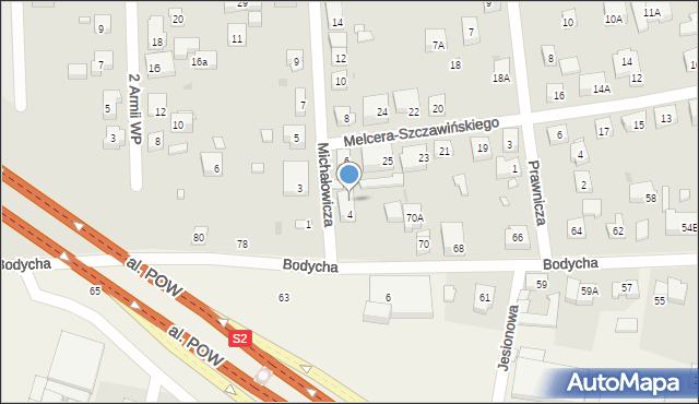 Warszawa, Michałowicza Jerzego, 4A, mapa Warszawy