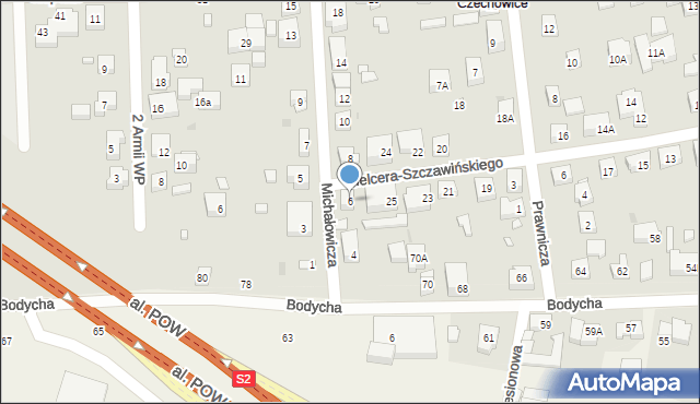 Warszawa, Michałowicza Jerzego, 6, mapa Warszawy