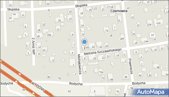Warszawa, Michałowicza Jerzego, 8, mapa Warszawy