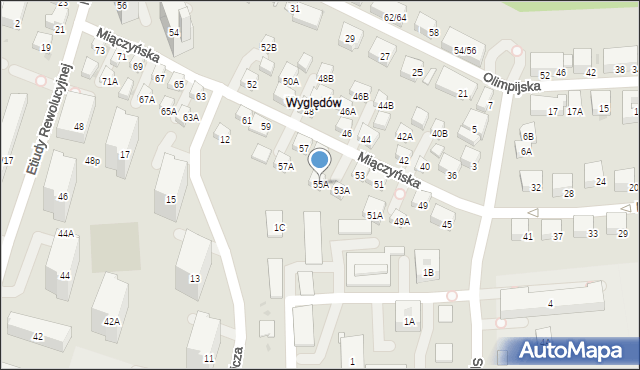 Warszawa, Miączyńska, 55A, mapa Warszawy