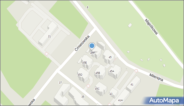 Warszawa, Milenijna, 45F, mapa Warszawy