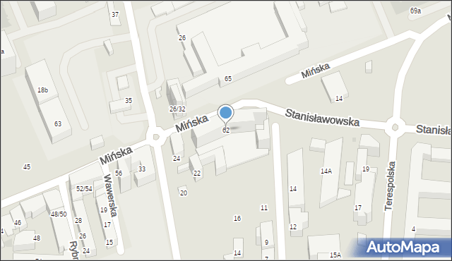 Warszawa, Mińska, 62, mapa Warszawy