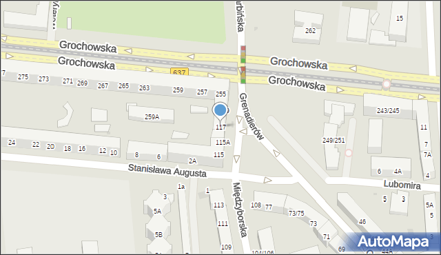 Warszawa, Międzyborska, 117, mapa Warszawy