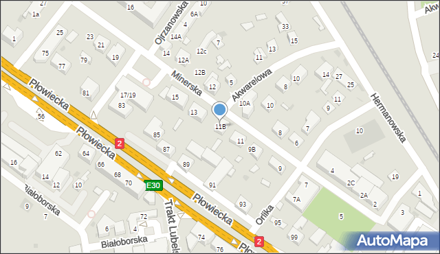 Warszawa, Minerska, 11B, mapa Warszawy