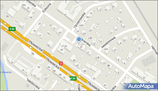 Warszawa, Minerska, 15A, mapa Warszawy