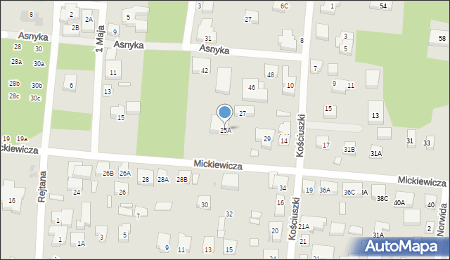Warszawa, Mickiewicza Adama, 25A, mapa Warszawy