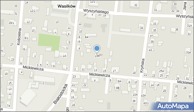 Wasilków, Mickiewicza Adama, 13A, mapa Wasilków