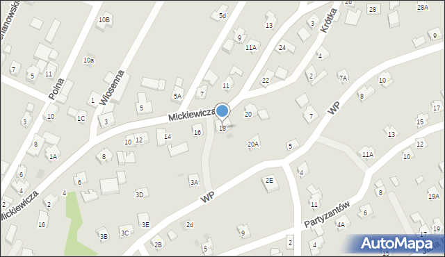 Wilamowice, Mickiewicza Adama, 18, mapa Wilamowice
