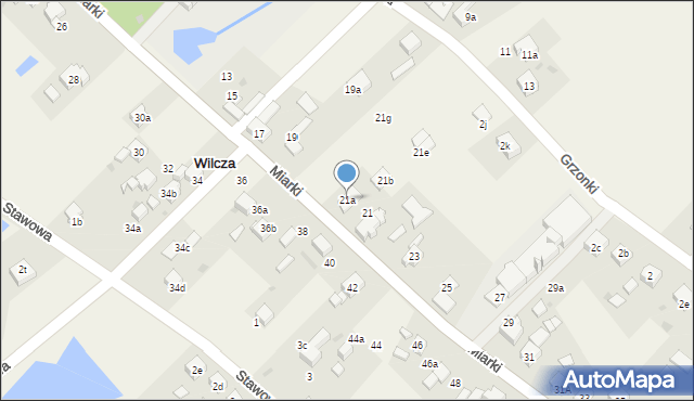 Wilcza, Miarki Karola, 21a, mapa Wilcza