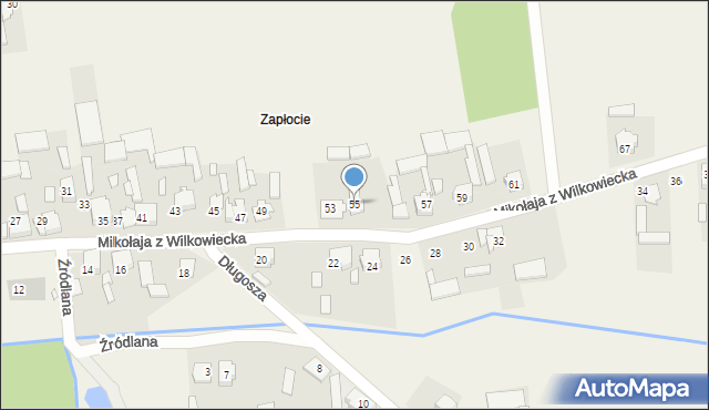 Wilkowiecko, Mikołaja z Wilkowiecka, 55, mapa Wilkowiecko