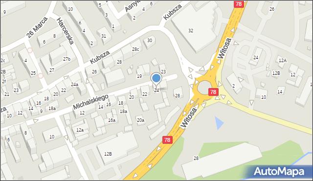 Wodzisław Śląski, Michalskiego Józefa, 24, mapa Wodzisławia Śląskiego