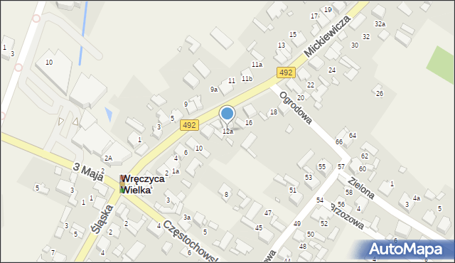 Wręczyca Wielka, Mickiewicza Adama, 12a, mapa Wręczyca Wielka