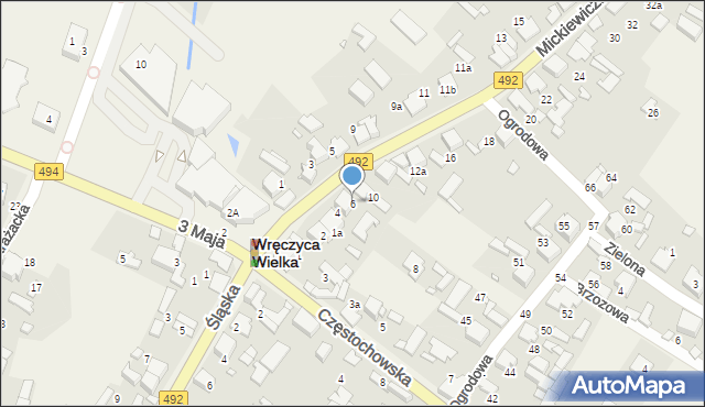 Wręczyca Wielka, Mickiewicza Adama, 6, mapa Wręczyca Wielka