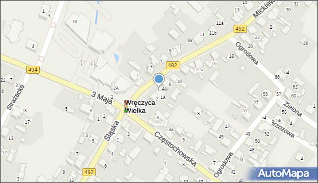 Wręczyca Wielka, Mickiewicza Adama, 6a, mapa Wręczyca Wielka