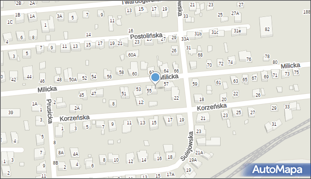 Wrocław, Milicka, 55A, mapa Wrocławia