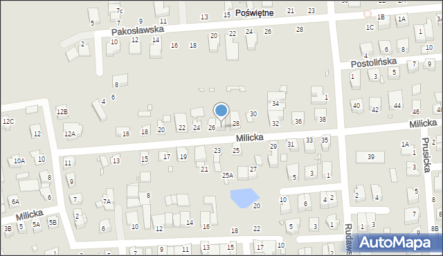 Wrocław, Milicka, 26A, mapa Wrocławia