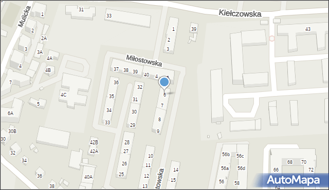 Wrocław, Miłostowska, 6, mapa Wrocławia